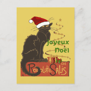 Joyeux Noel Le Chat Noir Christmas Spoof  Holiday Postcard