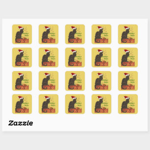 Joyeux Noel Le Chat Noir Christmas Spoof Square Sticker