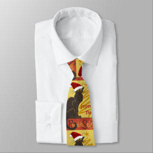 Joyeux Noel Le Chat Noir With Stylized Golden Tree Tie