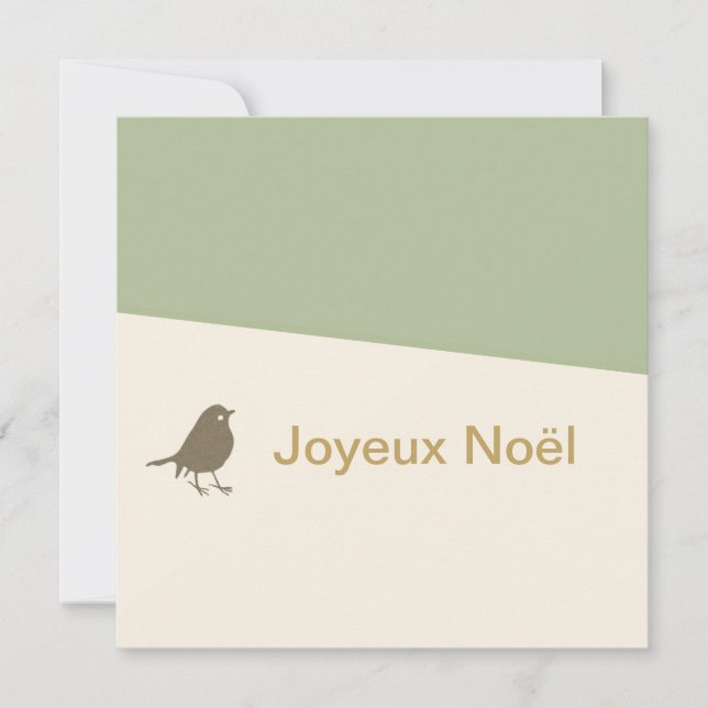 Joyeux Noel Little Bird Snow Christmas Holiday Card (Front)