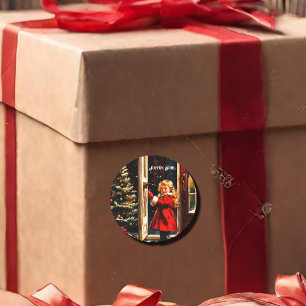 Joyeux Noël - little girl Classic Round Sticker