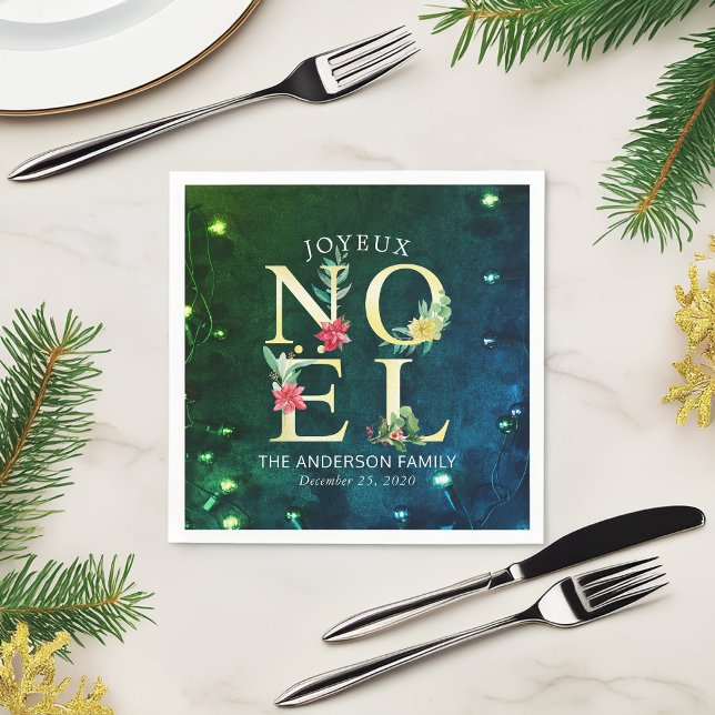 Joyeux Noel Merry Christmas Happy New Year Wishes Napkin (Creator Uploaded)
