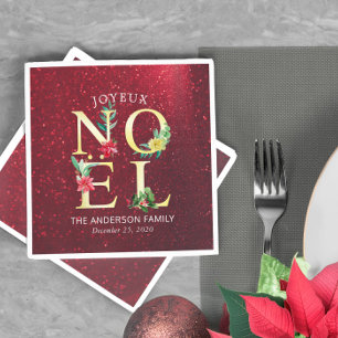 Joyeux Noel Merry Christmas Happy New Year Wishes Napkin