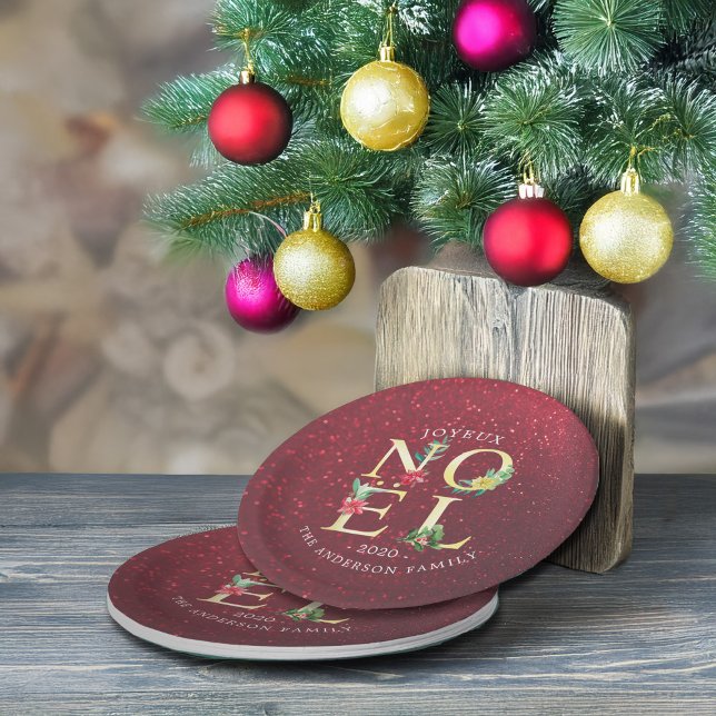 Joyeux Noel Merry Christmas Happy New Year Wishes Paper Plate (Creator Uploaded)