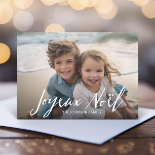 Joyeux Noel - Merry Christmas Modern Full Photo Holiday Card
