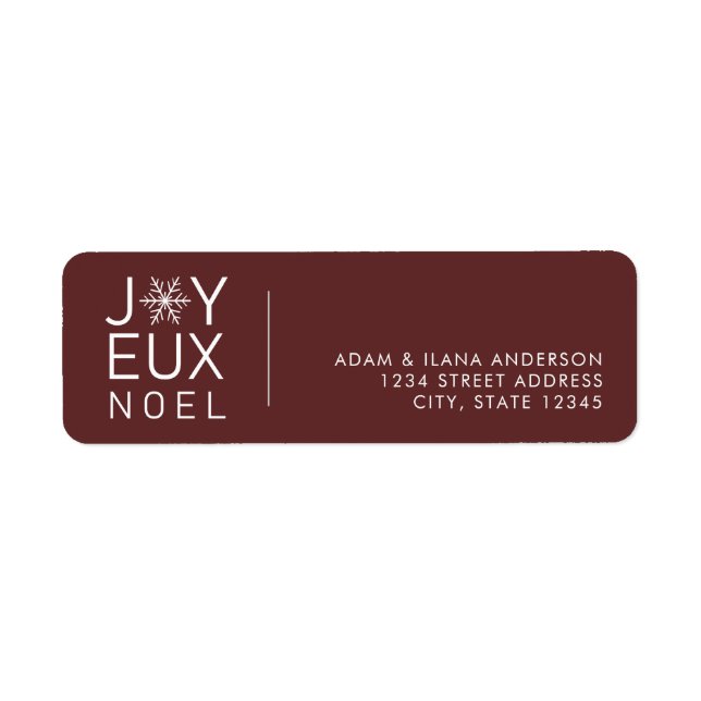 Joyeux Noel Modern and Classy Return Address Label (Front)