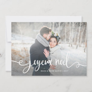 Joyeux Noel   Modern Rustic French Christmas Photo Holiday Card