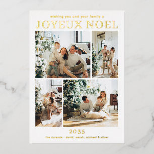 Joyeux Noel Multi Photo Gold  Foil Holiday Card