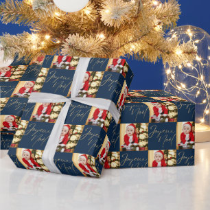 Joyeux Noel One Photo Personalised Christmas Wrapping Paper