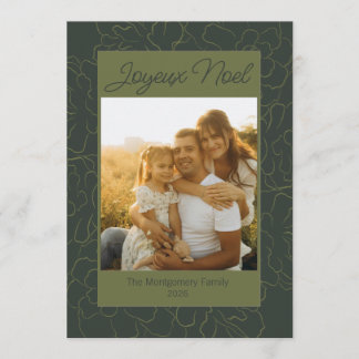 Joyeux Noel Pinecone Floral Family Photo Holiday Card