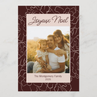 Joyeux Noel Pinecone Floral Family Photo Holiday Card