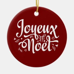 Joyeux Noel Red Ceramic Ornament