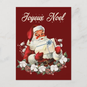 Joyeux Noel Red Christmas Vintage Santa Holiday Postcard