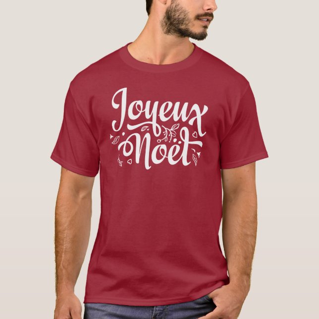 Joyeux Noel Red French Merry Christmas  T-Shirt (Front)