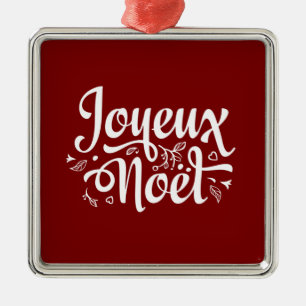 Joyeux Noel Red Metal Ornament