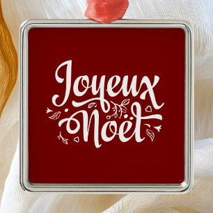 Joyeux Noel Red  Metal Ornament