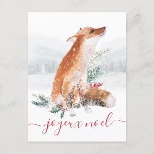 Joyeux Noel Renard Rouge Forêt d'Hiver French Postcard