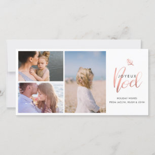 Joyeux Noel   Rose Gold Handwritten Holiday Photo