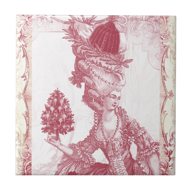 Joyeux Noel (rouge) Ceramic Tile (Front)