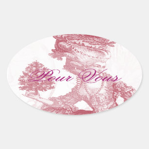 Joyeux Noel (Rouge) Pour Vous Gift Oval Sticker