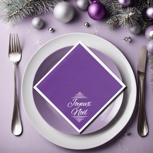 Joyeux Noel - royal purple  Napkin (Creator Uploaded)