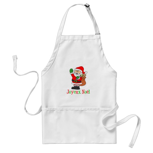 Joyeux Noel Santa Claus Cartoon Apron (Front)