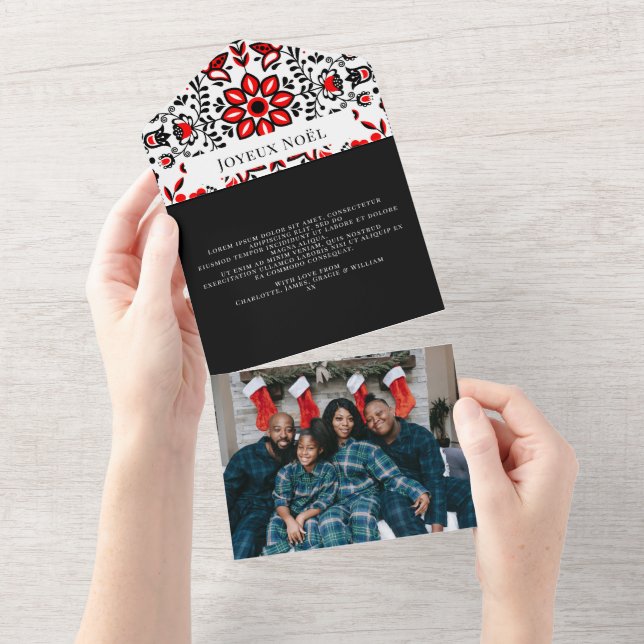 Joyeux Noël Scandinavian Pattern Christmas All In One Invitation (Tearaway)