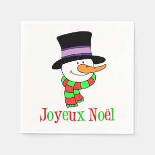 Joyeux Noel Snowman French Christmas Napkins