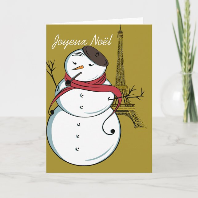 Joyeux Noël Snowman Holiday Card (Front)