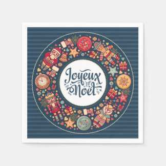 Joyeux Noel traditional chic Christmas figurines  Napkin