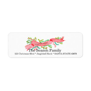 Joyeux Noël, watercolor Christmas banner Return Address Label