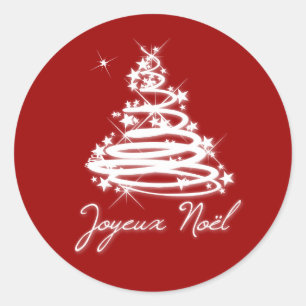 Joyeux Noël with Christmas Tree Classic Round Sticker