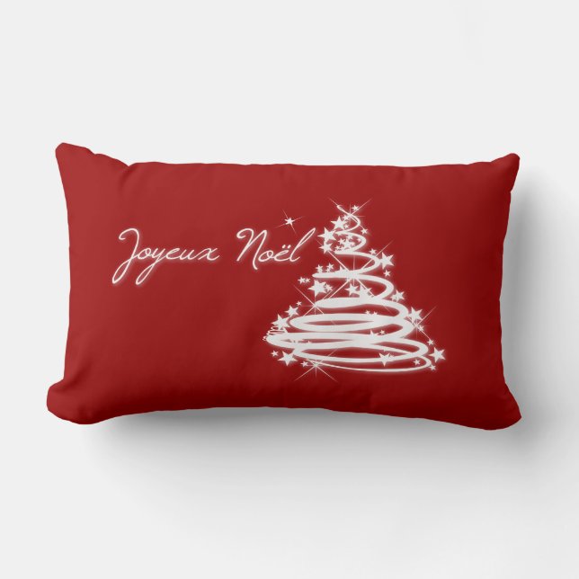 Joyeux Noël with Christmas Tree Lumbar Cushion (Front)