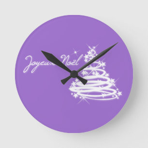 Joyeux Noël with Christmas Tree Round Clock