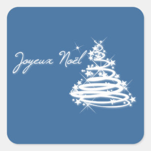 Joyeux Noël with Christmas Tree Square Sticker