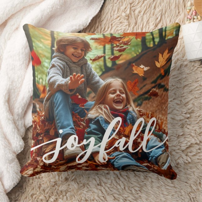 Joyfall Autumn Fall Leaves Custom Photo Cushion (Blanket)