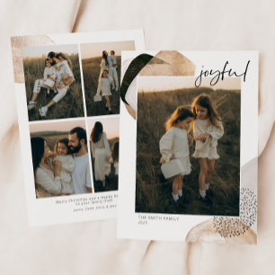 Joyful Abstract Green Gold Black Photo Holiday Card