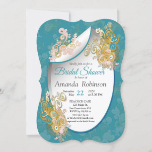 Joyful Abstract Pink, Sky-blue - Pink Flowers Invitation