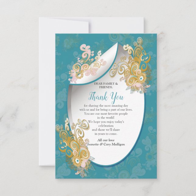 Joyful Abstract Pink, Sky-blue - Pink Flowers RSVP Card (Front)