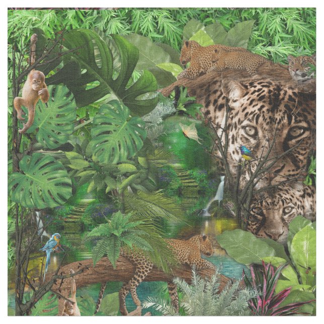 Joyful African Jungle Fabric (Close Up)