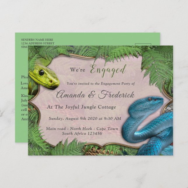 Joyful African Jungle Invitation Postcard (Front/Back)
