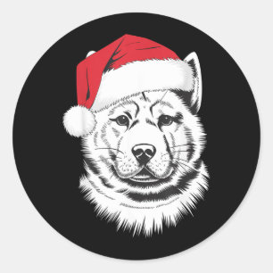 Joyful Akita Santa Dog On Akita Christmas Classic Round Sticker
