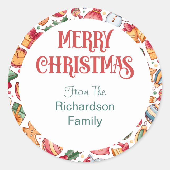 Joyful and festive Merry Christmas Envelope Seals (Front)