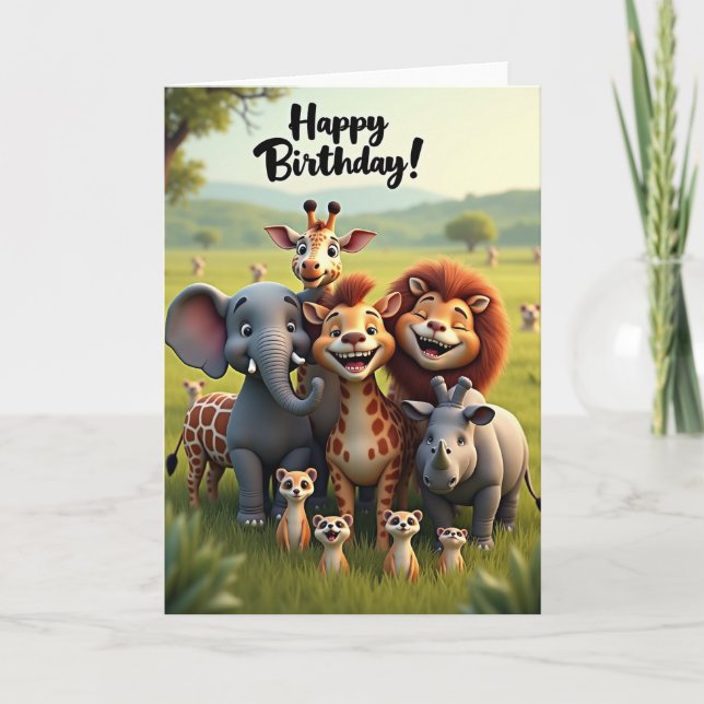 Joyful Animals Birthday Card (Front)