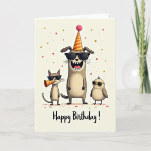 Joyful Animals Party Card