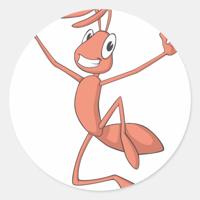 Joyful Ant Classic Round Sticker (Front)