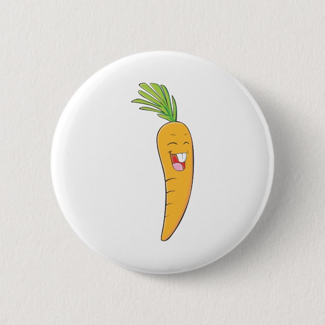 Joyful Asian Carrot Vegetable 6 Cm Round Badge (Front)