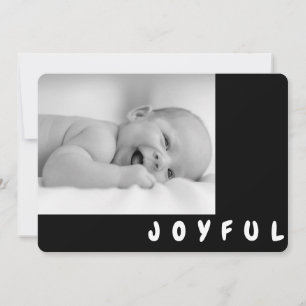 Joyful B/W Child Photo Black Holiday Card