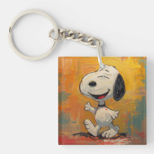 Joyful Beagle Dog Pop Art Painting Key Ring