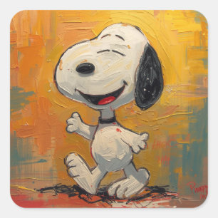 Joyful Beagle Dog Pop Art Painting Square Sticker